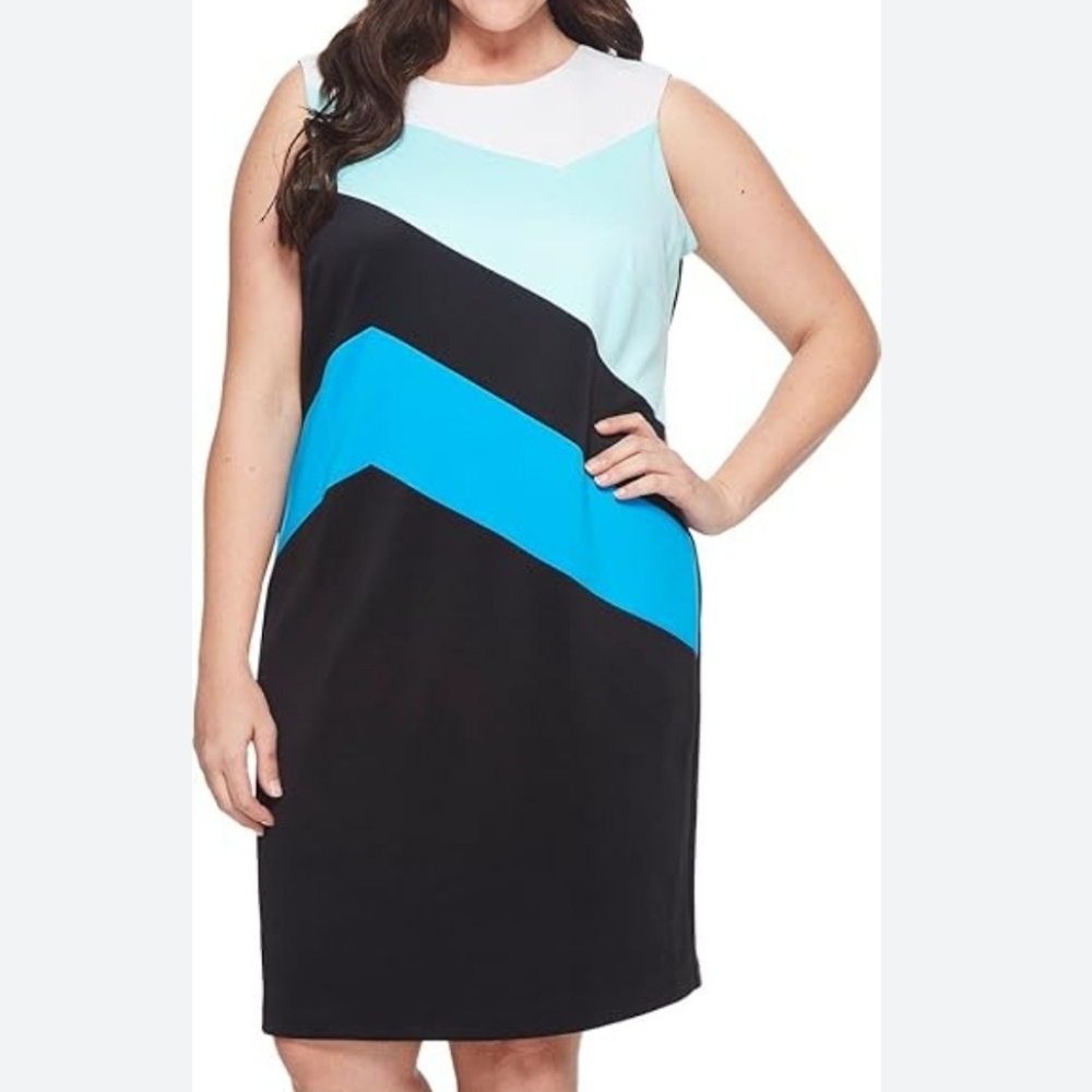 CALVIN KLEIN.. Stylish Sleeveless Colorblock Dress (61 A)